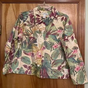 XL Coldwater Creek tropical Monstera jacket